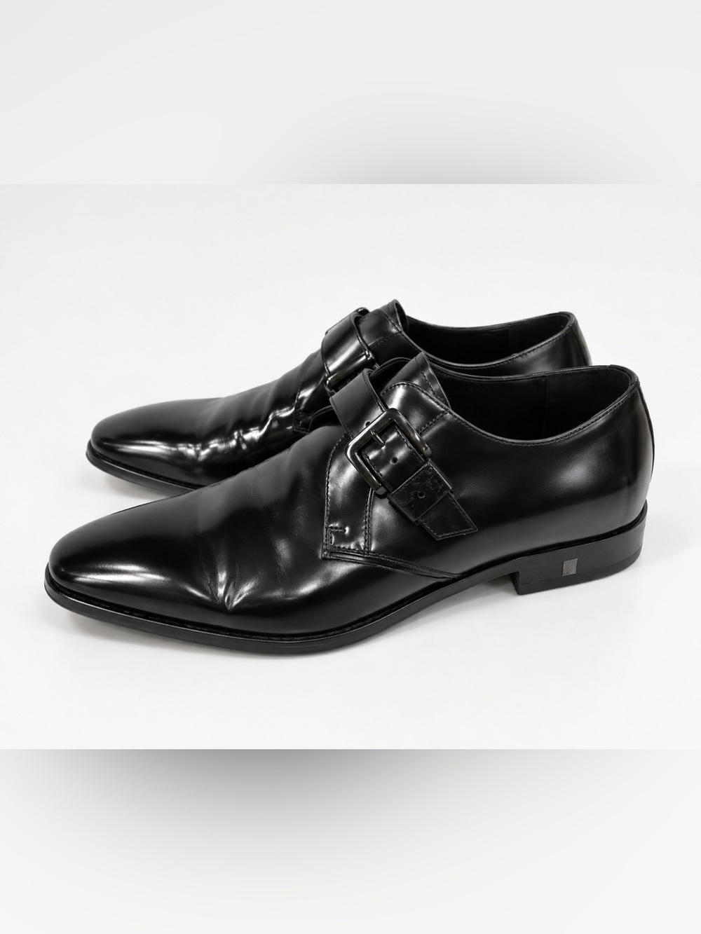 Versace Collection Men’s Black Monk Strap Dress Shoes 41 Leather Buckle Formal